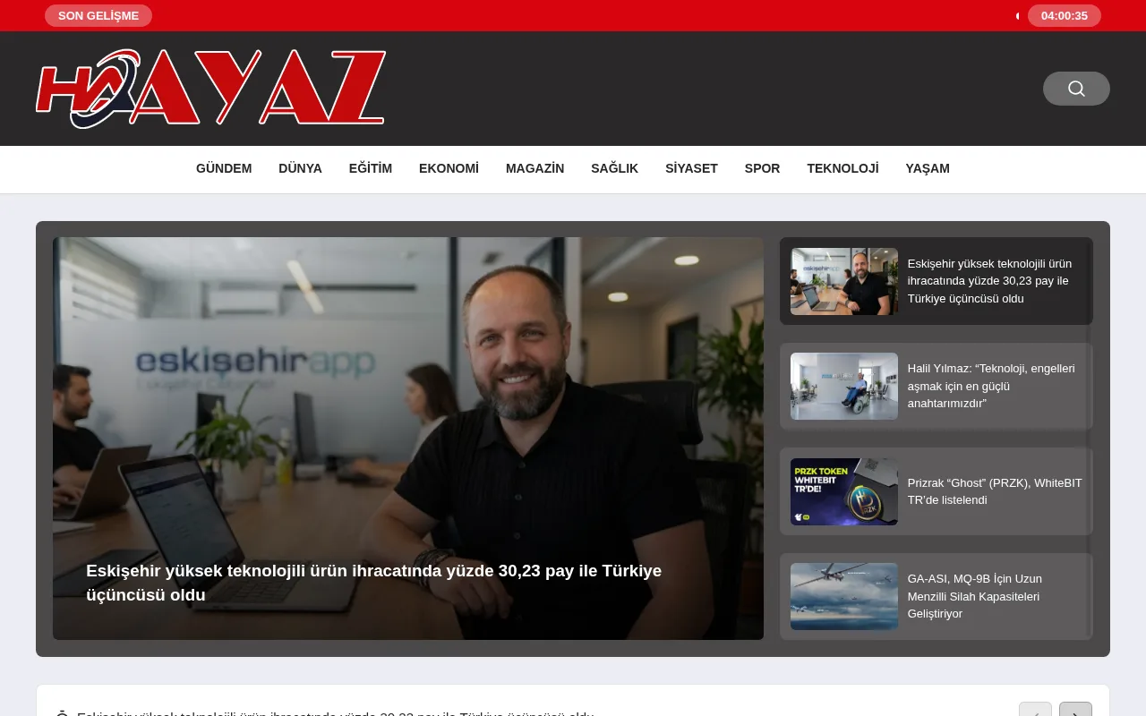 haberayaz.com web sitesi ekran görüntüsü - Haber - DA 16