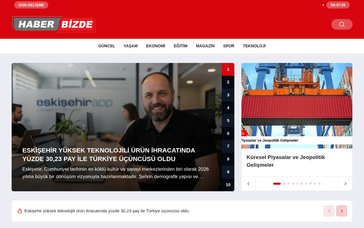 haberbizde.net web sitesi ekran görüntüsü - Haber - DA 30