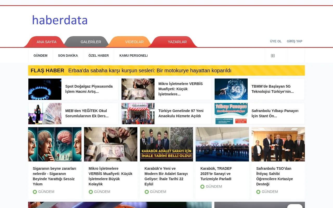 haberdata.com web sitesi ekran görüntüsü - Haber