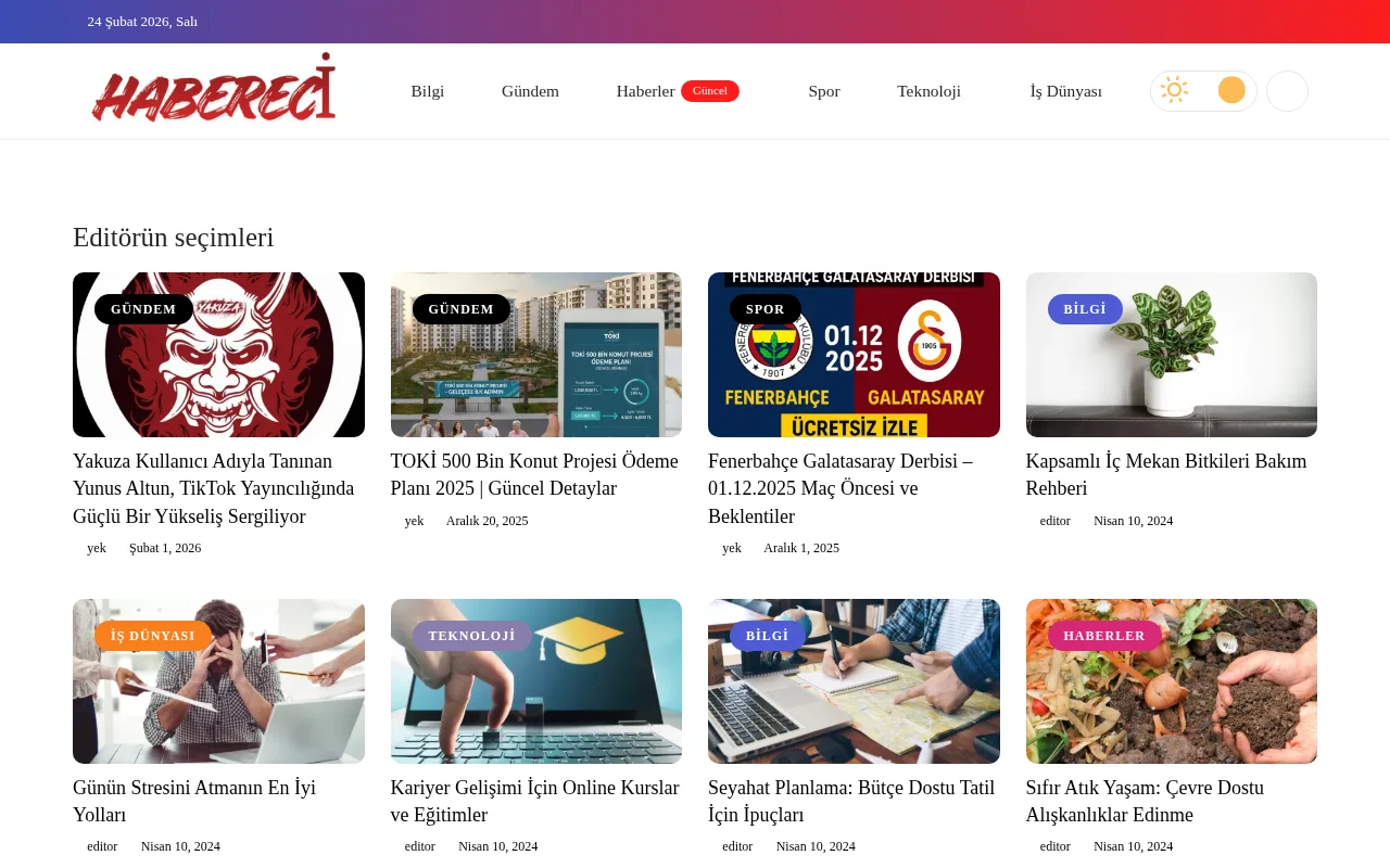 habereci.com web sitesi ekran görüntüsü - Haber