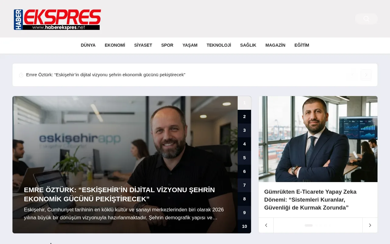 haberekspres.net web sitesi ekran görüntüsü - Haber - DA 22