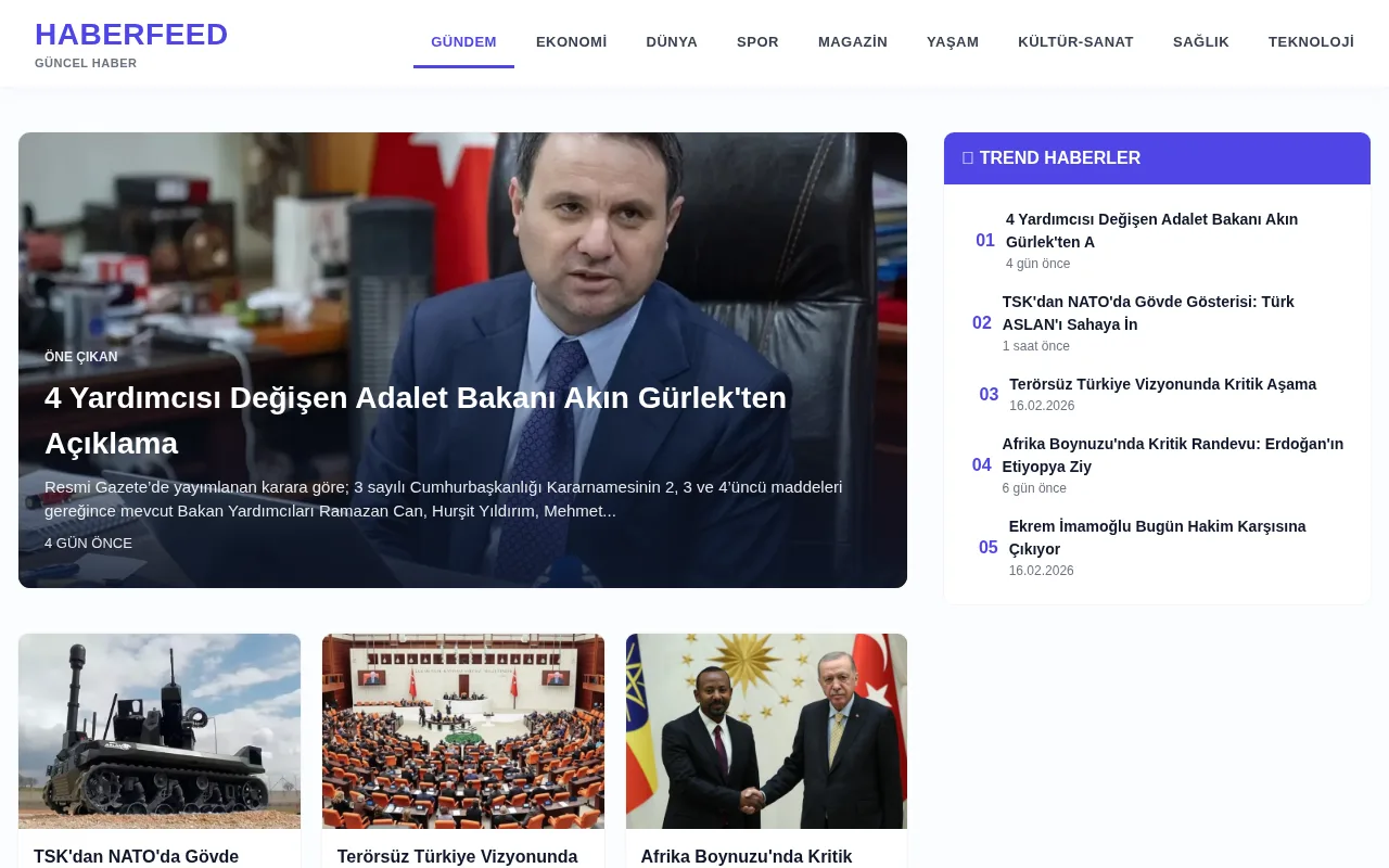 haberfeed.com.tr web sitesi ekran görüntüsü - Haber - DA 16
