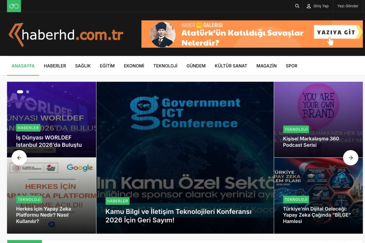 haberhd.com.tr web sitesi ekran görüntüsü - Haber - DA 57