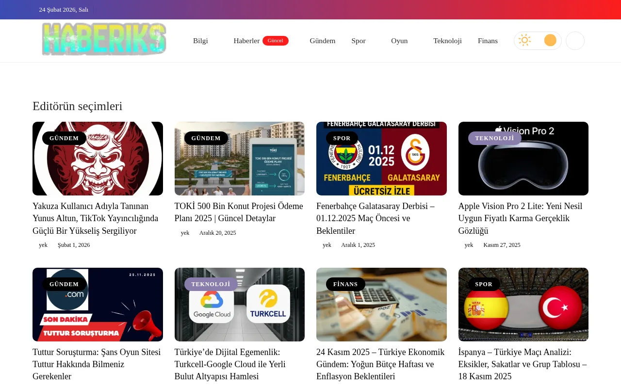 haberiks.com web sitesi ekran görüntüsü - Haber