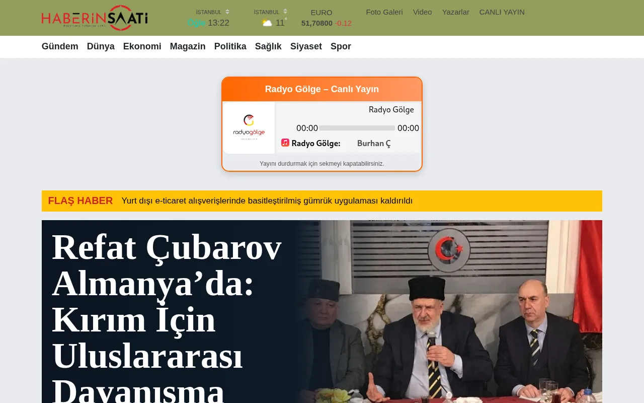 haberinsaati.com web sitesi ekran görüntüsü - Haber