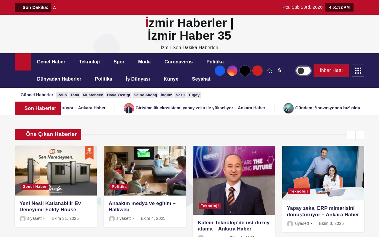 haberizmir35.com web sitesi ekran görüntüsü - Haber
