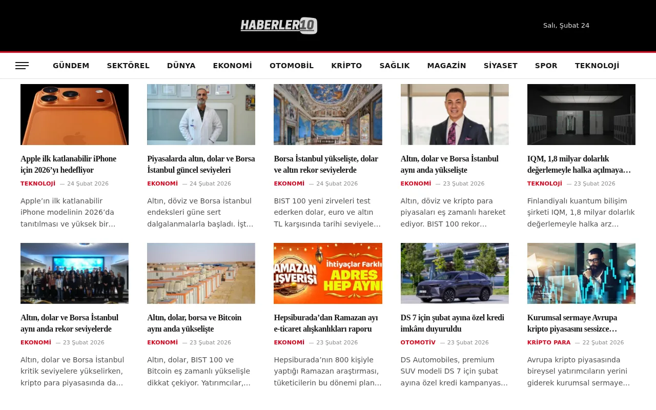 haberler10.com web sitesi ekran görüntüsü - Haber