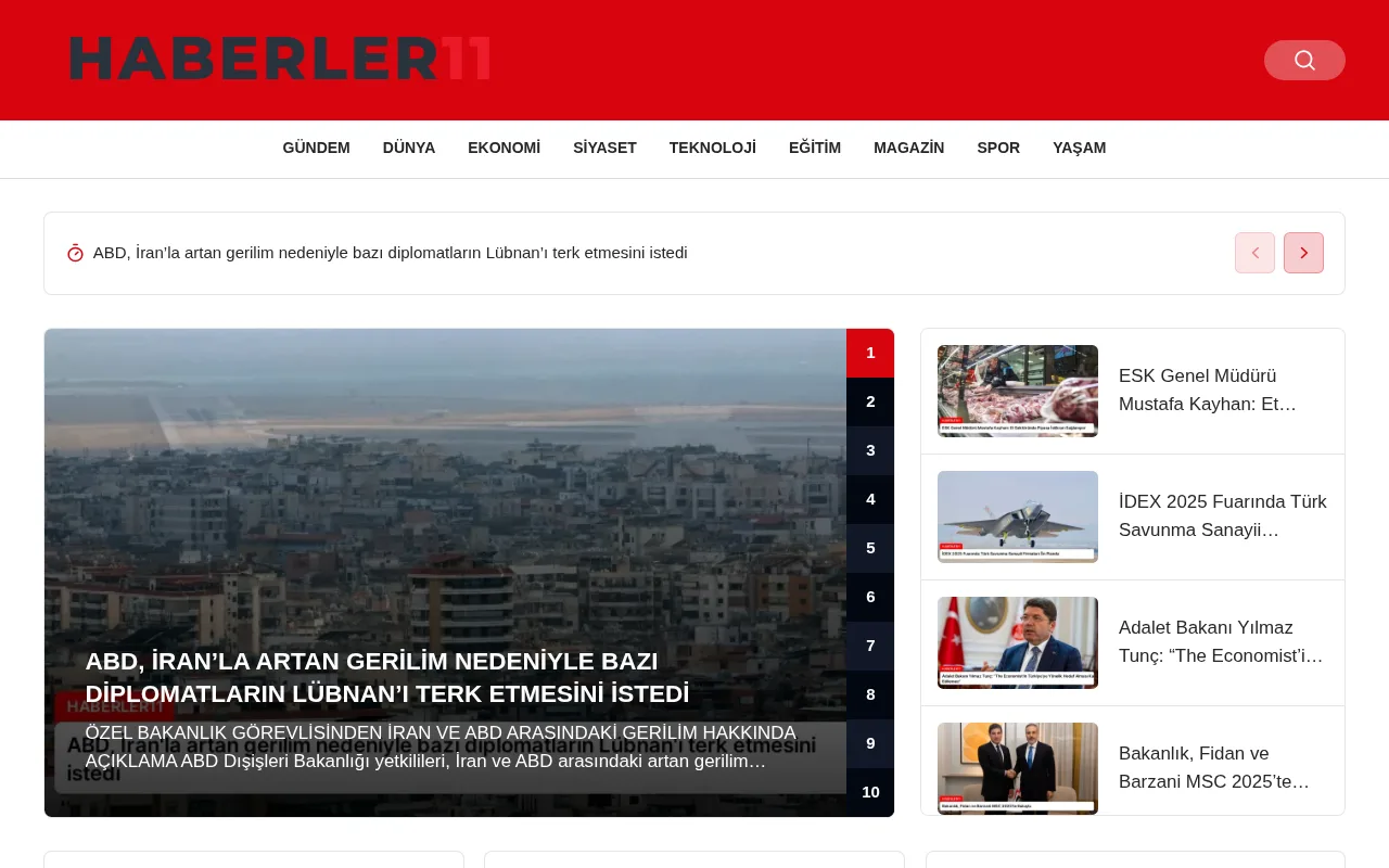 haberler11.com web sitesi ekran görüntüsü - Haber - DA 30