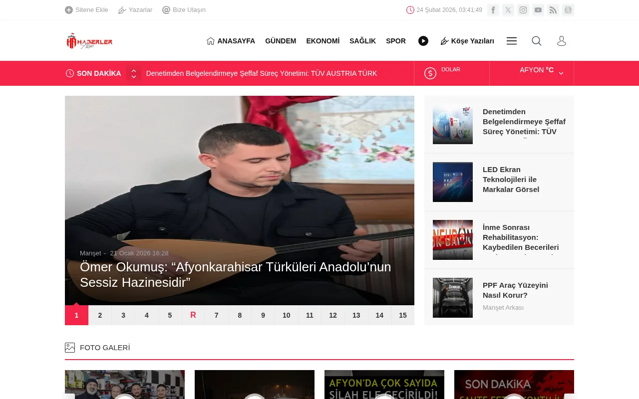 haberlerafyon.com web sitesi ekran görüntüsü - Haber - DA 16