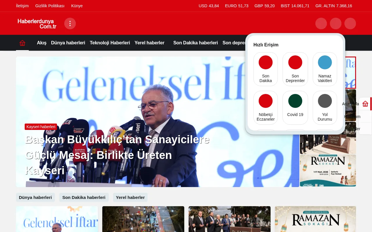 haberlerdunya.com.tr web sitesi ekran görüntüsü - Haber