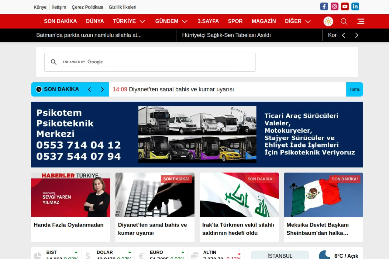 haberlerturkiye.com.tr web sitesi ekran görüntüsü - Haber - DA 23