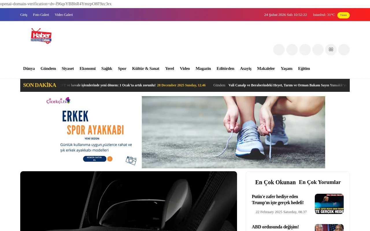 haberodasi.tv web sitesi ekran görüntüsü - Haber