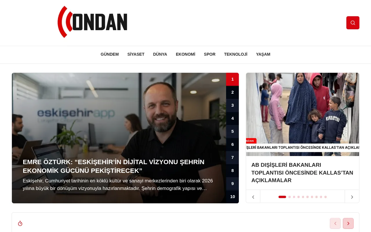 haberondan.com web sitesi ekran görüntüsü - Haber - DA 18