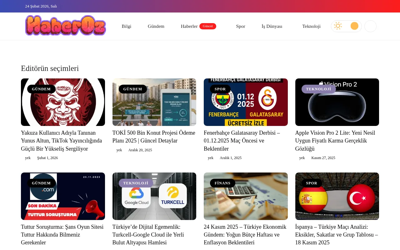 haberoz.com web sitesi ekran görüntüsü - Haber