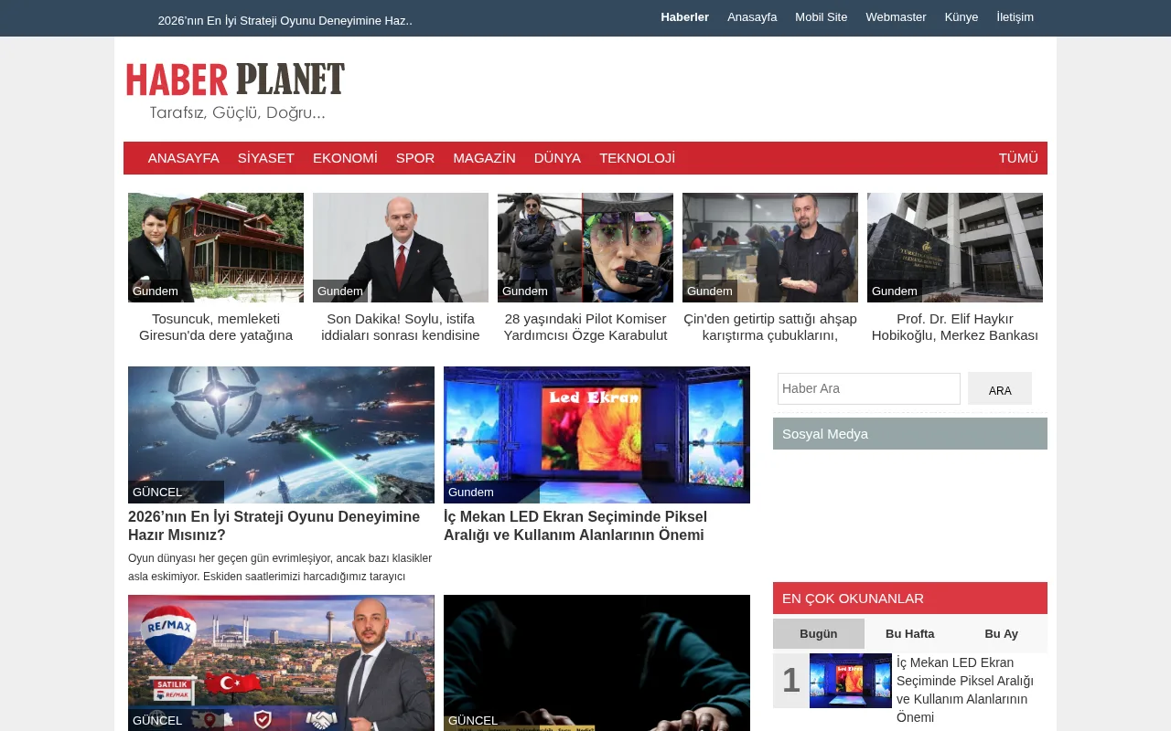 haberplanet.com web sitesi ekran görüntüsü - Haber - DA 18