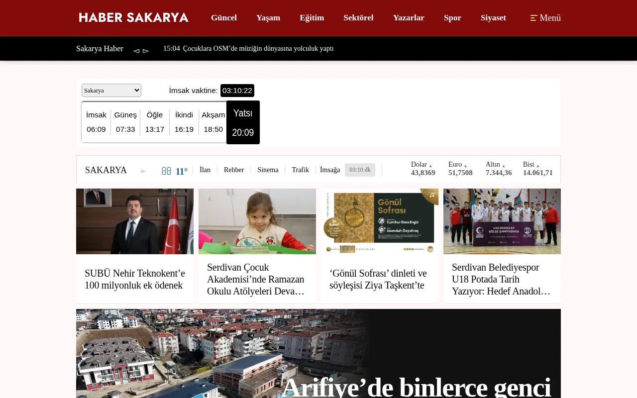 habersakarya.com web sitesi ekran görüntüsü - Haber - DA 18