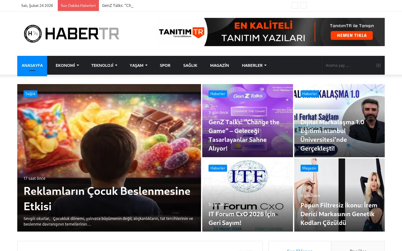 habertr.com.tr web sitesi ekran görüntüsü - Haber