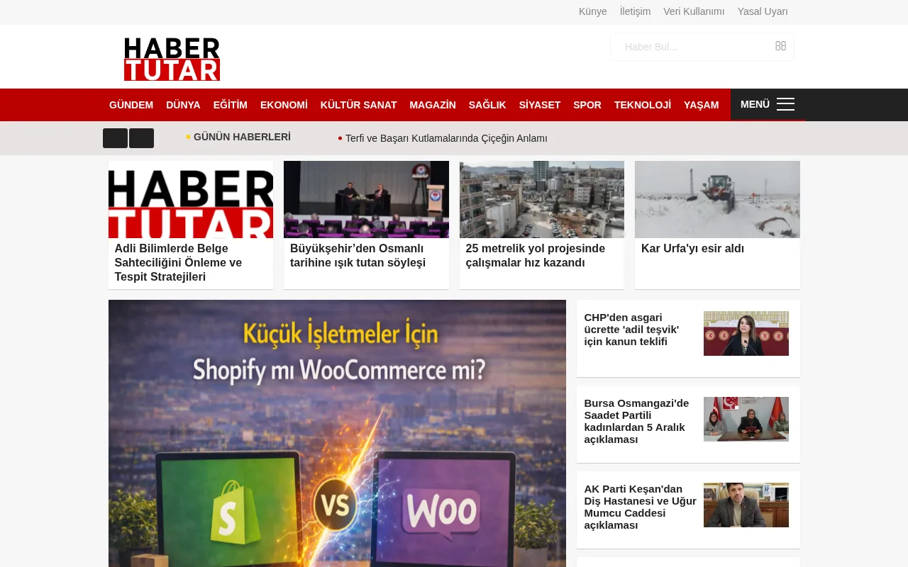 habertutar.com web sitesi ekran görüntüsü - Haber - DA 24