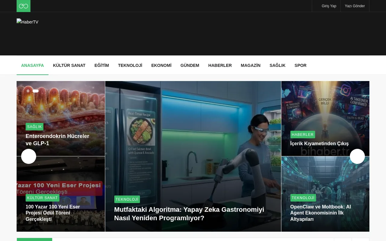 habertv.net.tr web sitesi ekran görüntüsü - Haber