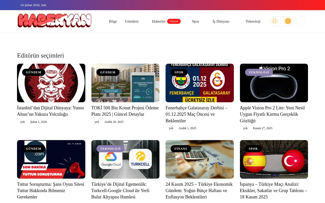 haberyan.com web sitesi ekran görüntüsü - Haber