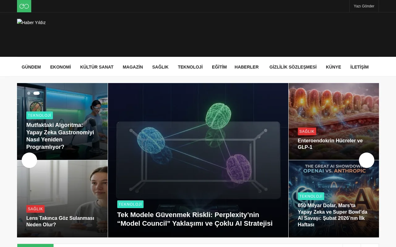 haberyildiz.com web sitesi ekran görüntüsü - Haber