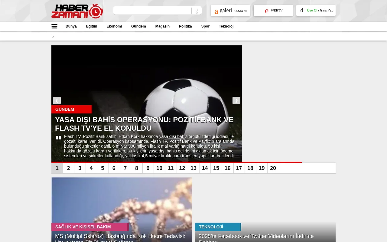 haberzamani.com web sitesi ekran görüntüsü - Haber - DA 27