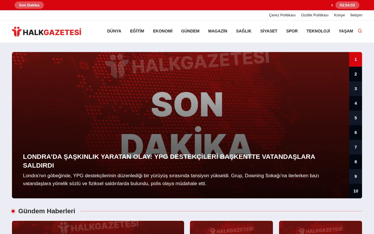 halkgazetesi.com web sitesi ekran görüntüsü - Haber - DA 9