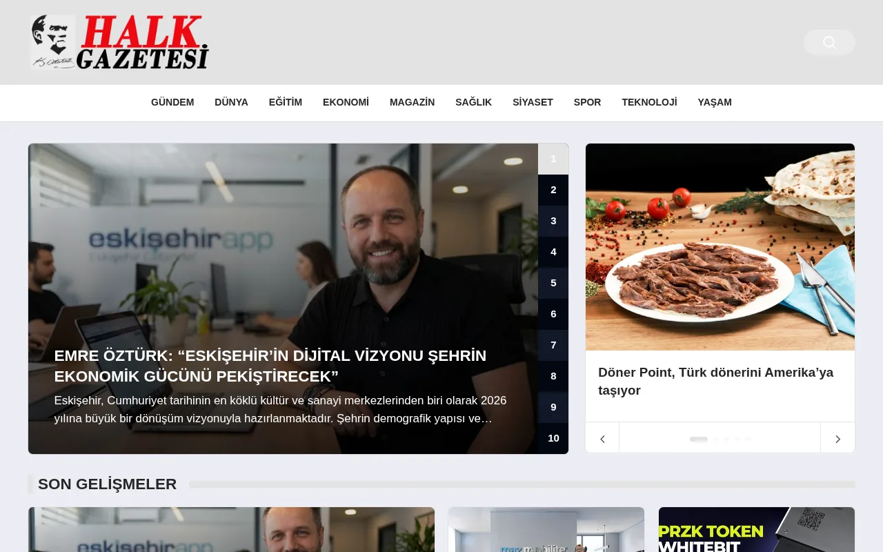 halkgazetesi.net web sitesi ekran görüntüsü - Haber - DA 26