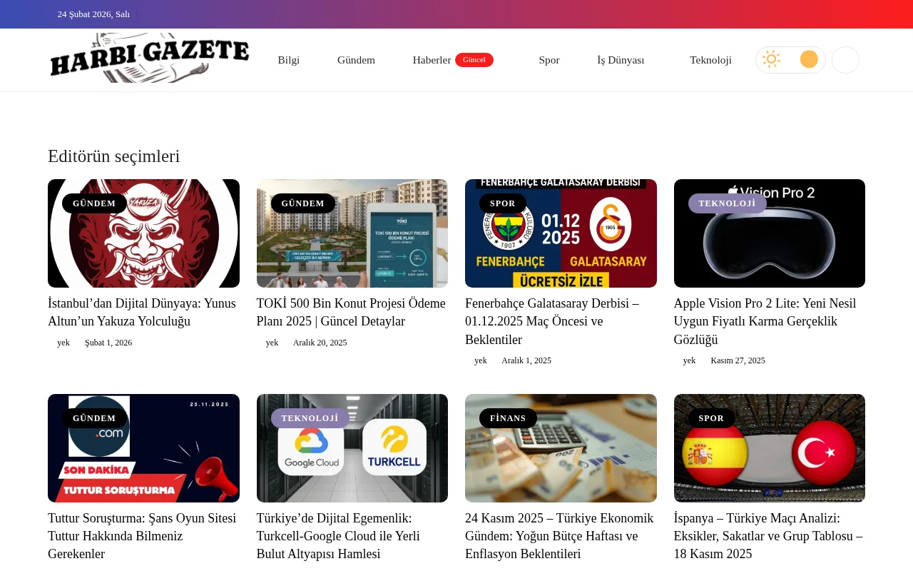 harbigazete.com web sitesi ekran görüntüsü - Haber