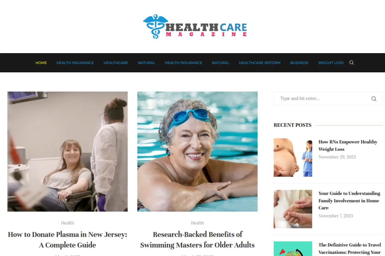 healthcarereformmagazine.com web sitesi ekran görüntüsü - Sağlık