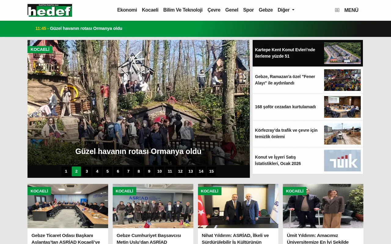 hedefgazetesi.com.tr web sitesi ekran görüntüsü - Haber