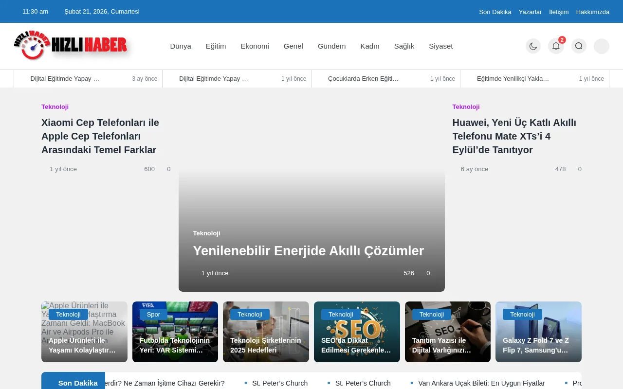 hizlihaber.net web sitesi ekran görüntüsü - Haber - DA 8
