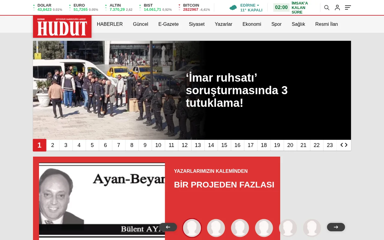 hudutgazetesi.com web sitesi ekran görüntüsü - Haber - DA 26