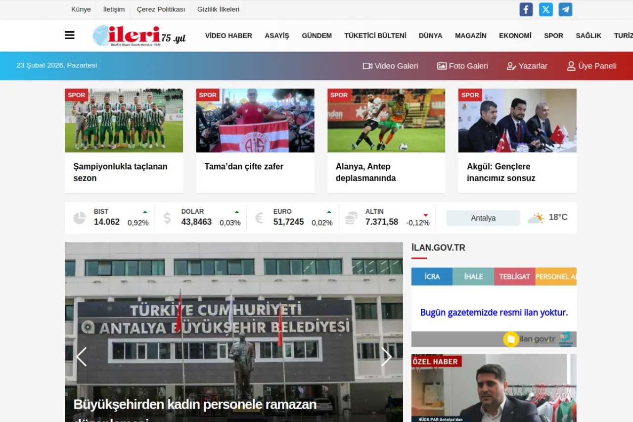 ilerigazetem.com web sitesi ekran görüntüsü - Haber - DA 22