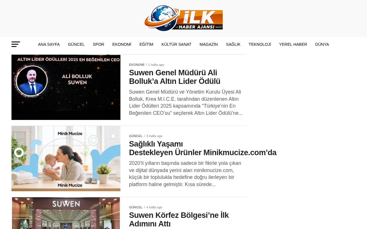 ilkhaberajansi.com web sitesi ekran görüntüsü - Haber - DA 31