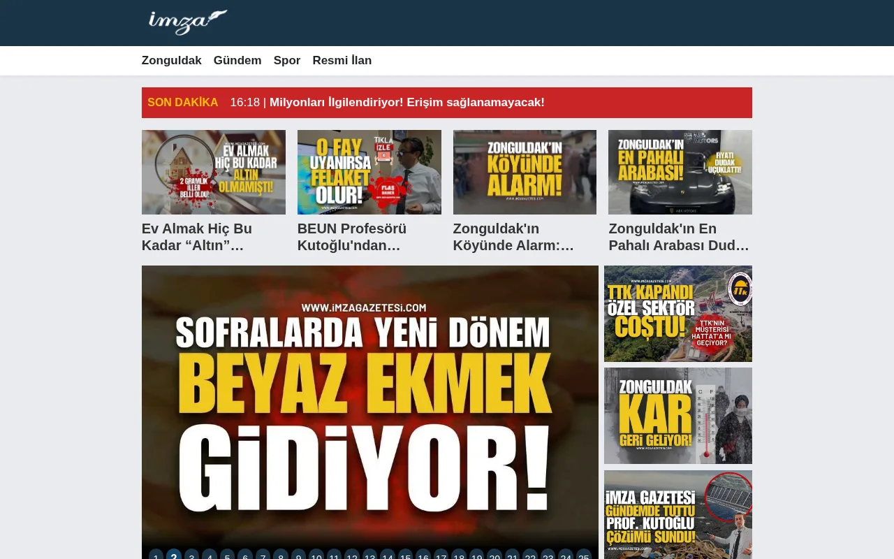 imzagazetesi.com web sitesi ekran görüntüsü - Haber - DA 18