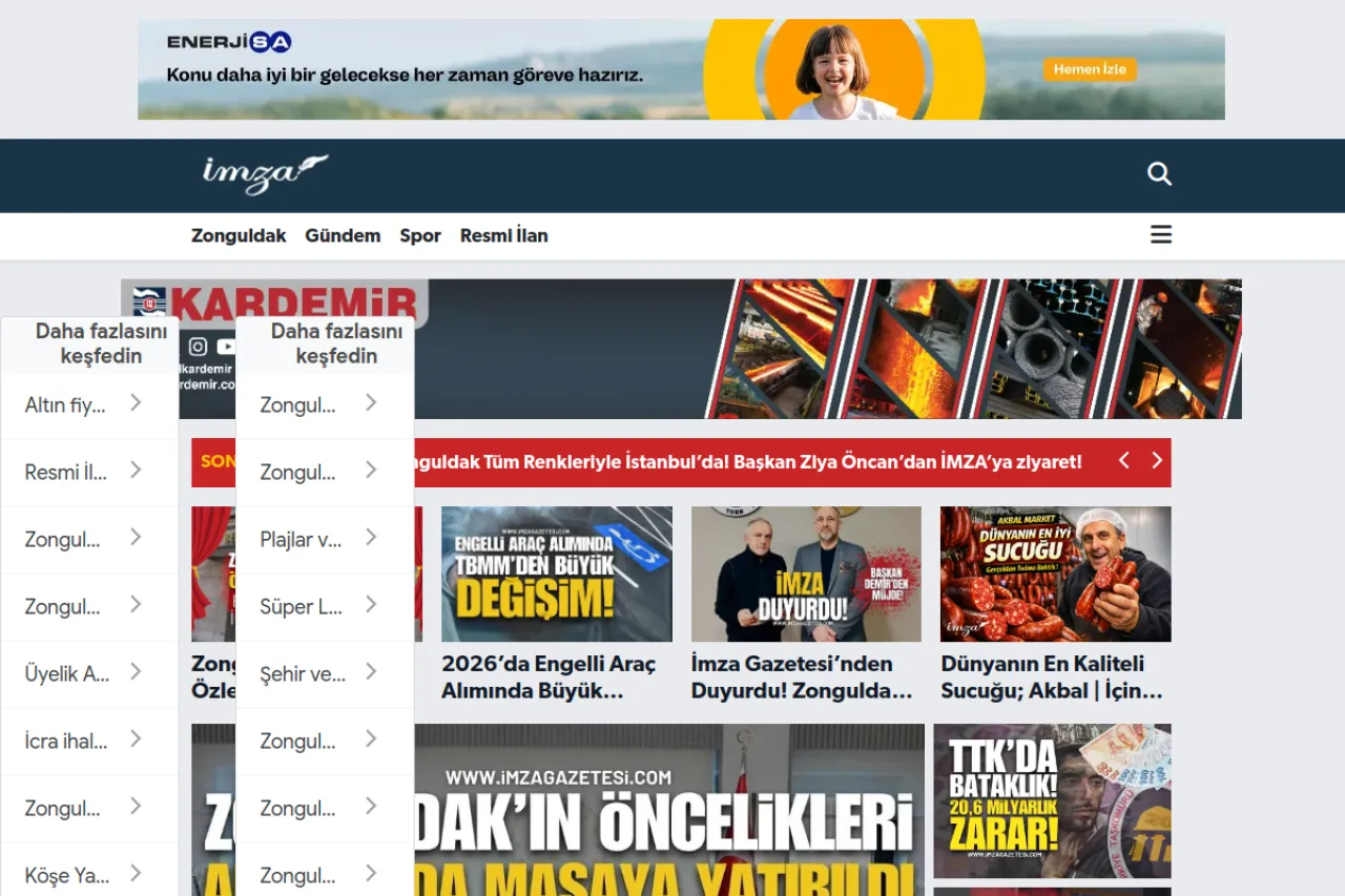 imzagazetesi.com web sitesi ekran görüntüsü - Haber - DA 18