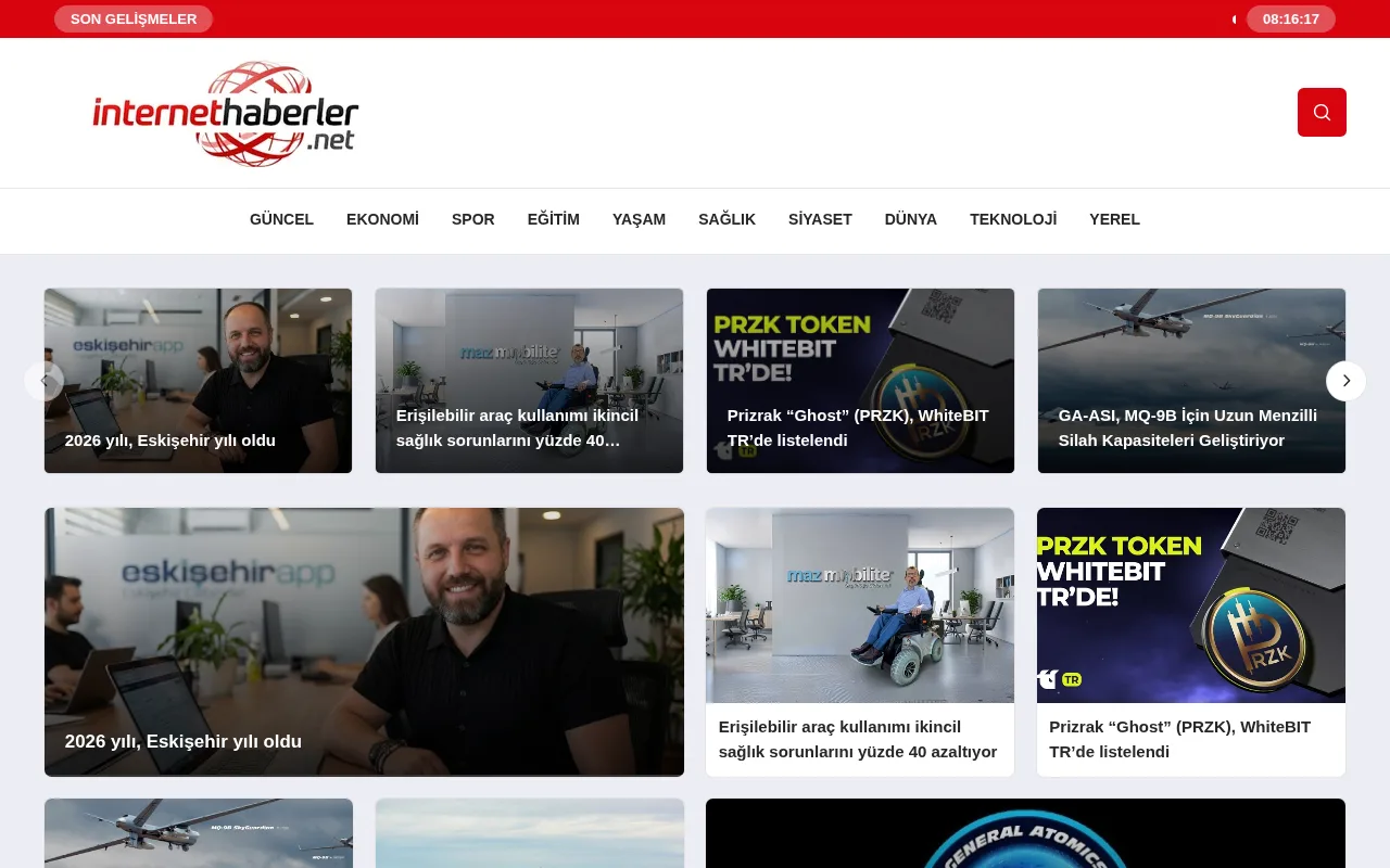 internethaberler.net web sitesi ekran görüntüsü - Haber - DA 29