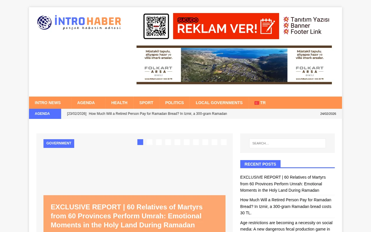 introhaber.com web sitesi ekran görüntüsü - Haber