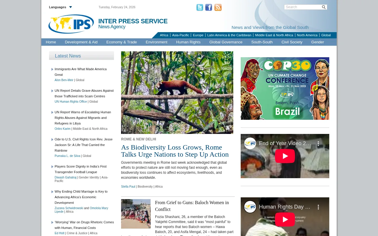 ipsnews.net web sitesi ekran görüntüsü - Haber