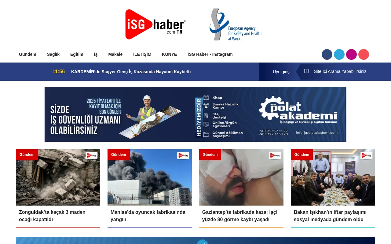 isghaber.com.tr web sitesi ekran görüntüsü - Haber - DA 24