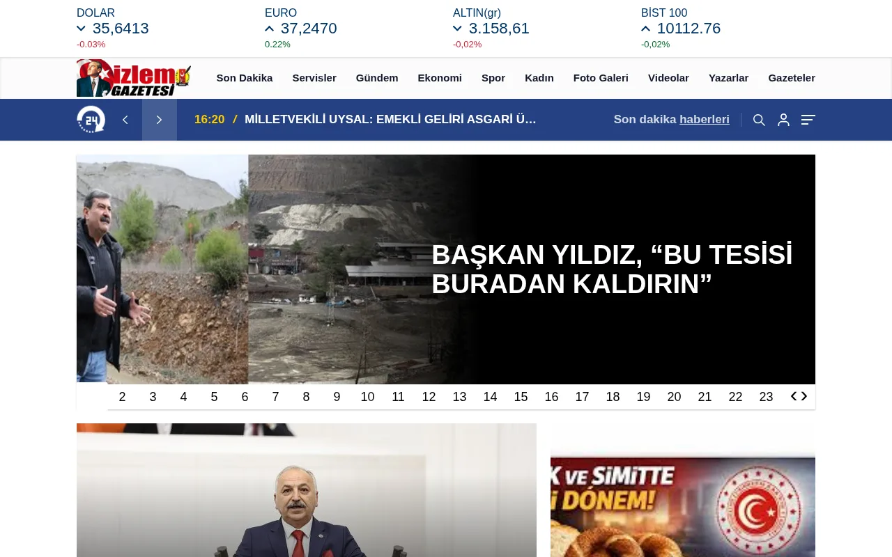 izlemgazetesi.net web sitesi ekran görüntüsü - Haber - DA 24