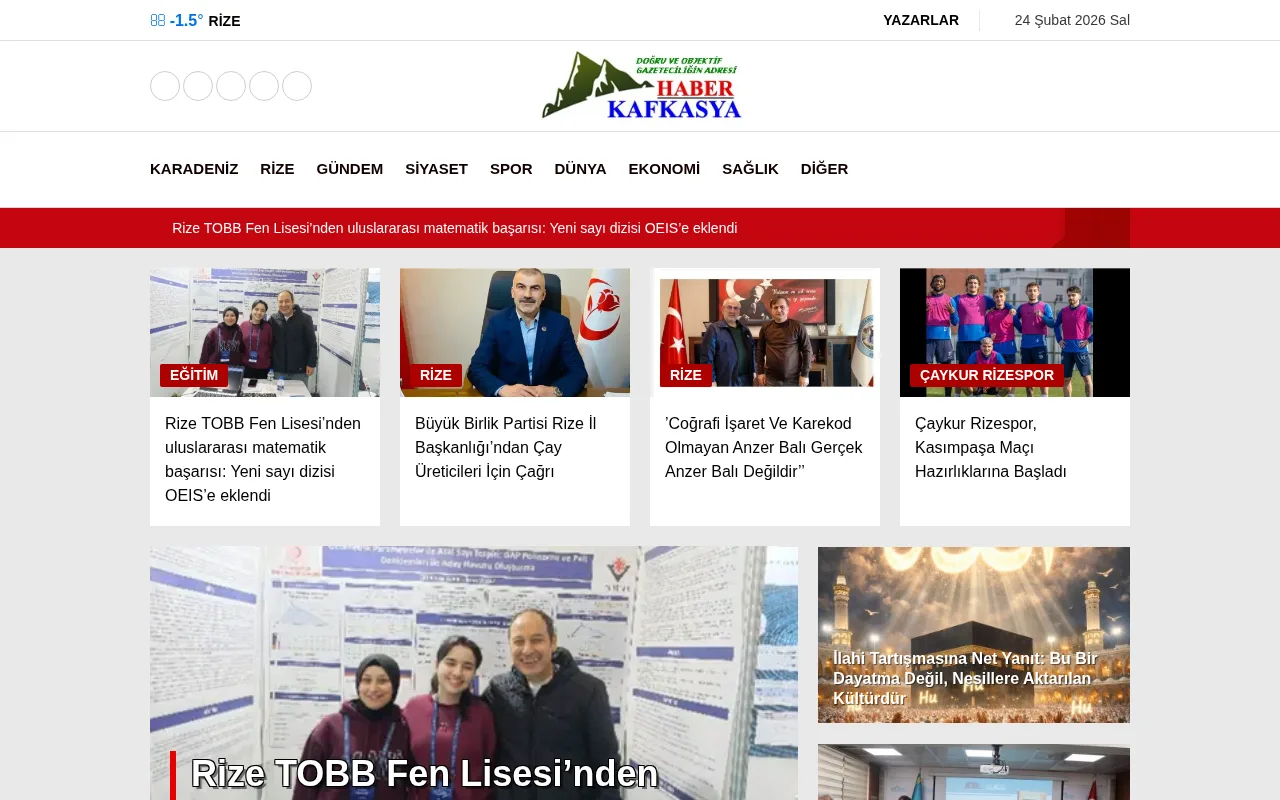 kafkasyahaber.com web sitesi ekran görüntüsü - Haber