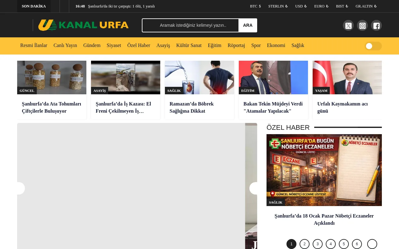 Kanal Urfa web sitesi ekran görüntüsü - DA 21