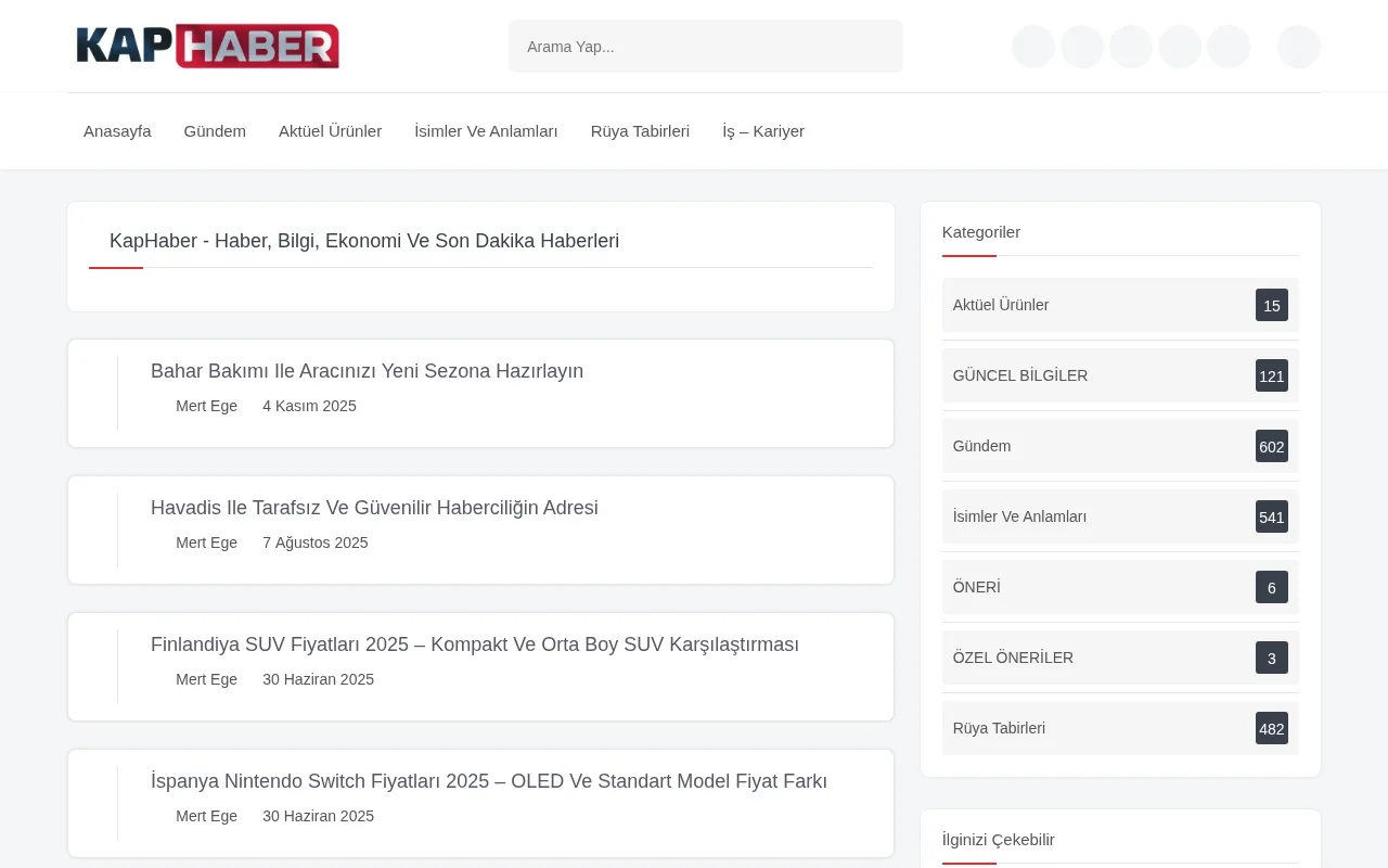 kaphaber.com.tr web sitesi ekran görüntüsü - Haber - DA 30