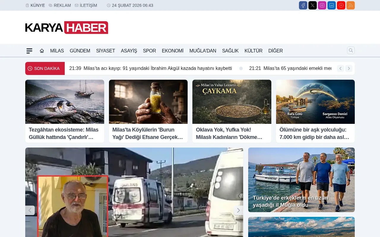 karyahabermilas.com web sitesi ekran görüntüsü - Haber