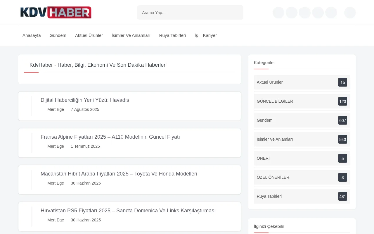 kdvhaber.com.tr web sitesi ekran görüntüsü - Haber - DA 25