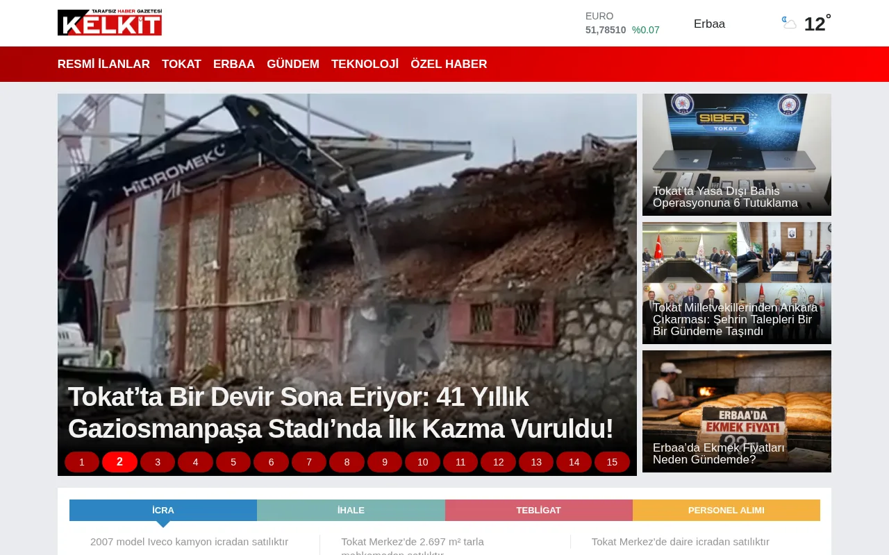 kelkitgazetesi.com web sitesi ekran görüntüsü - Haber - DA 14