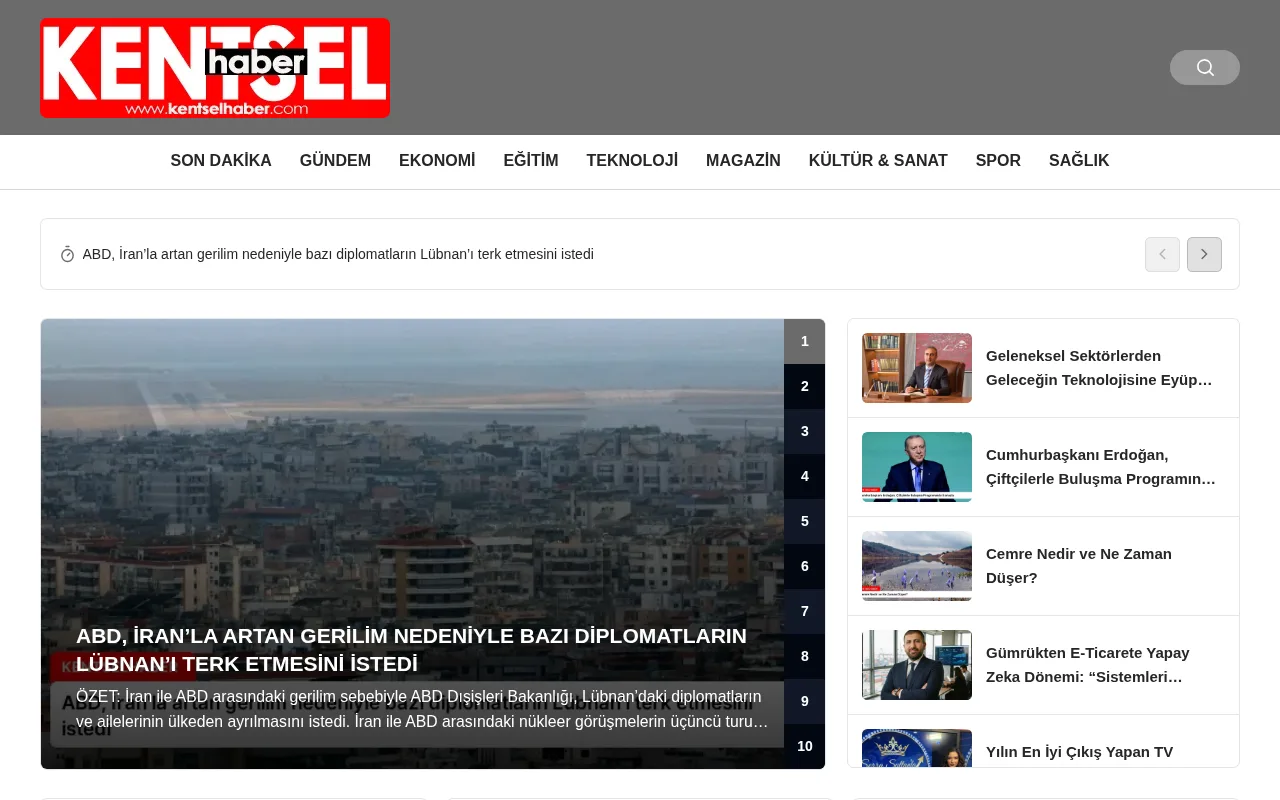 kentselhaber.com web sitesi ekran görüntüsü - Haber - DA 29