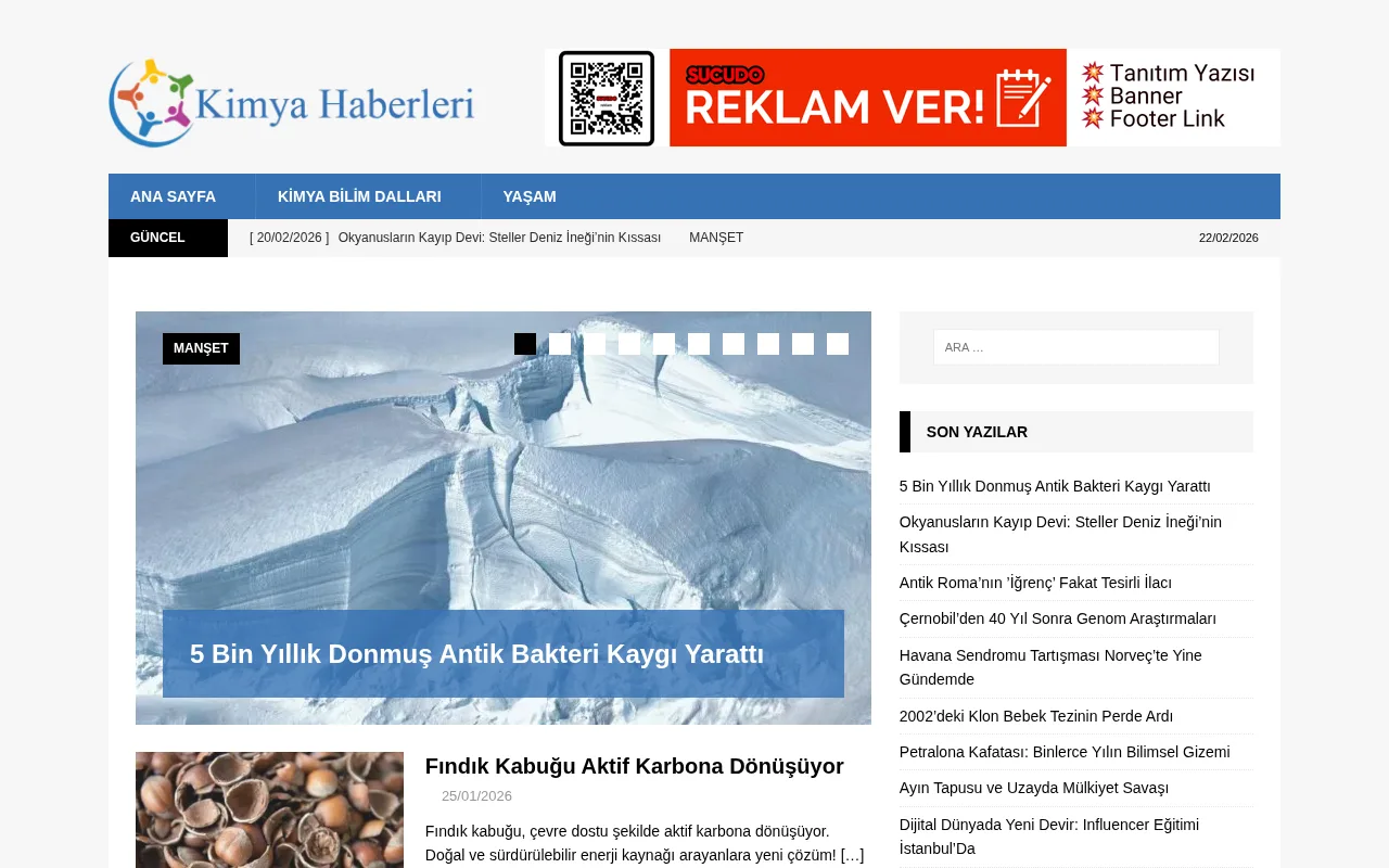 kimyahaberleri.com web sitesi ekran görüntüsü - Haber